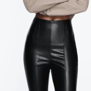 FAUX LEATHER HIGH-WAISTED LEGGINGS